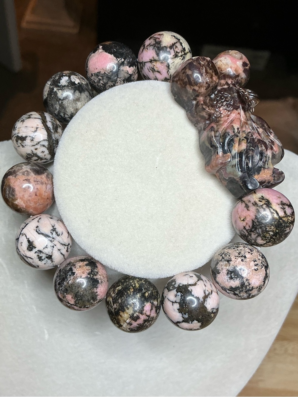 Rhodonite 15mm with Rhodonite Koi Fish - Picture 5 of 8